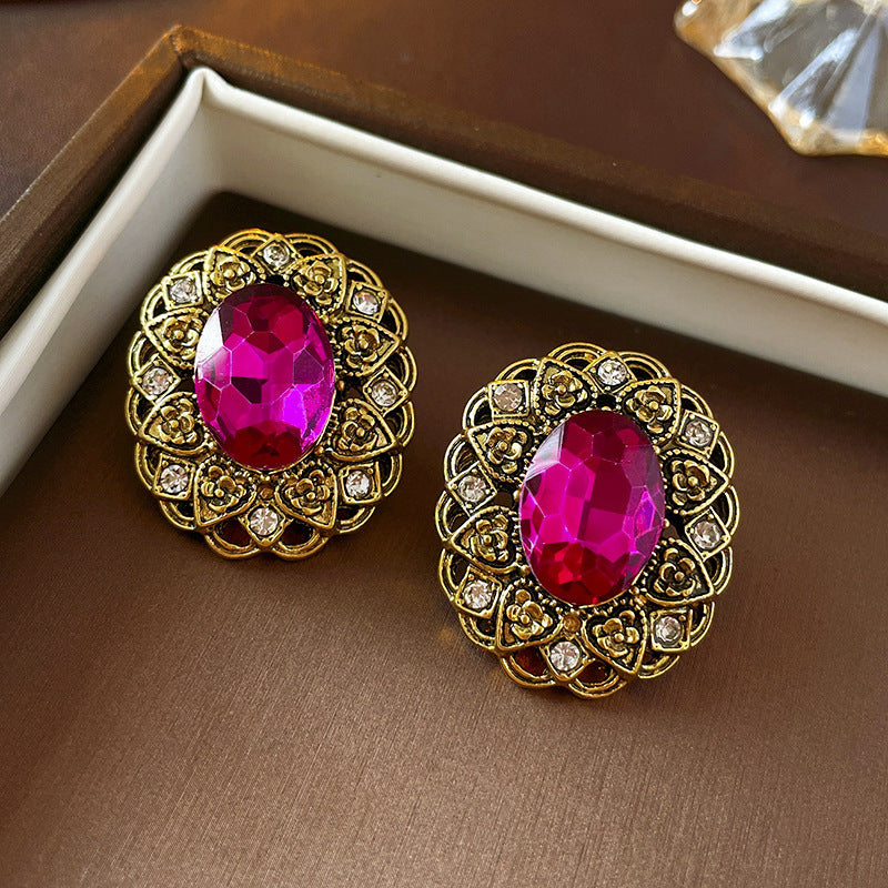 2 Pieces Mid-century Modern Round Geometric Copper Electroplating Earrings