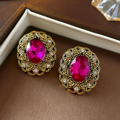 2 Pieces Mid-century Modern Round Geometric Copper Electroplating Earrings