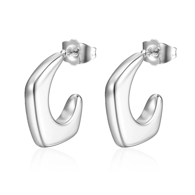 1 Pair Fashion C Shape Plating 201 Stainless Steel 18K Gold Plated Ear Studs