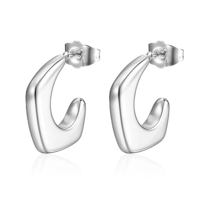 1 Pair Fashion C Shape Plating 201 Stainless Steel 18K Gold Plated Ear Studs