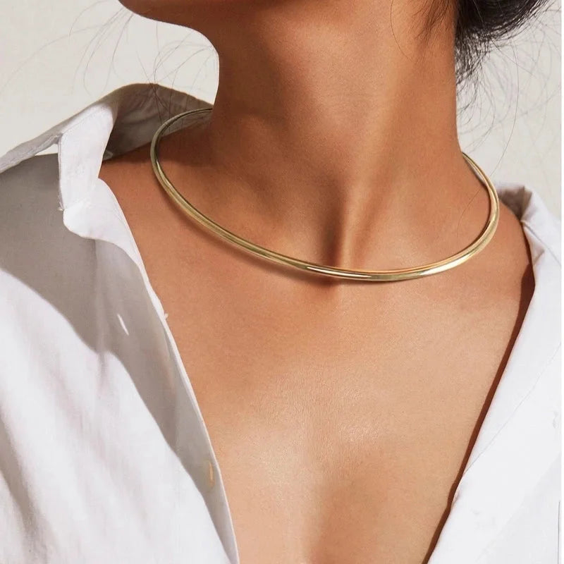 Minimalist Classic Style Solid Color 201 Stainless Steel Choker