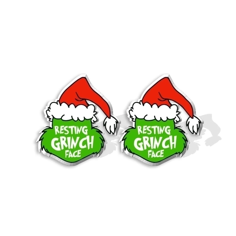 5 Pieces Cute Cartoon Christmas Hat Christmas Tree Arylic Epoxy Christmas Women's Earrings 1 Pair