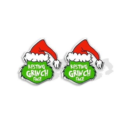 5 Pieces Cute Cartoon Christmas Hat Christmas Tree Arylic Epoxy Christmas Women's Earrings 1 Pair