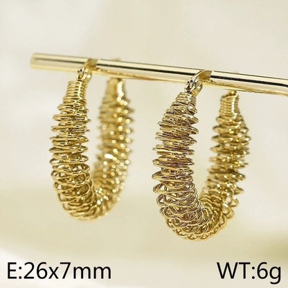 1 Pair Minimalist Geometric Irregular Titanium Steel 18K Gold Plated Hoop Earrings