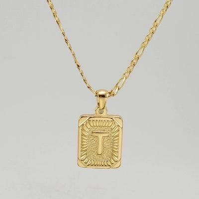 Fashion Letter Rectangle 304 Stainless Steel Titanium Steel 18K Gold Plated Gold Plated Pendant Necklace