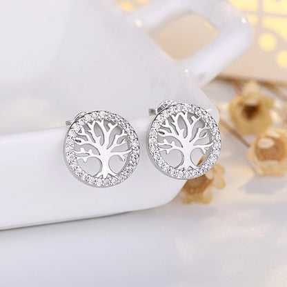 Tree Of Life S925 Sterling Silver Pin Earrings Women's Fashion Temperament Earrings Manufacturers