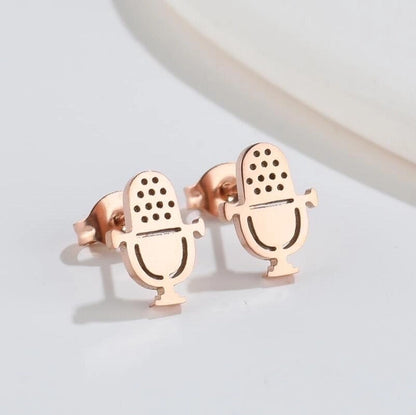 1 Pair Fashion Musical Instrument Plating 304 Stainless Steel 18K Gold Plated Ear Studs