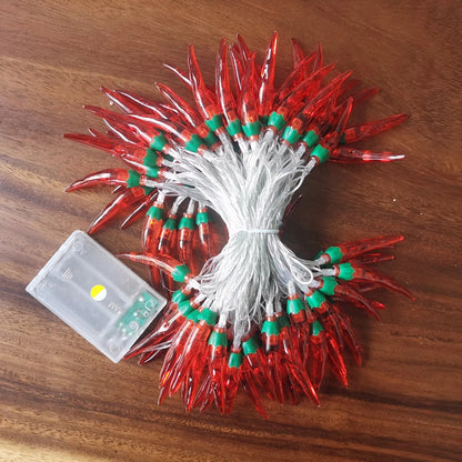 LED Red Pepper Colored Lights String Lights Flashing Lights New Year Christmas Holiday Decorative Atmosphere Lights New Year Home Layout Lighting
