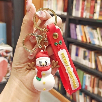 Cute Christmas Tree Santa Claus Elk PVC Metal Christmas Women's Bag Pendant Keychain