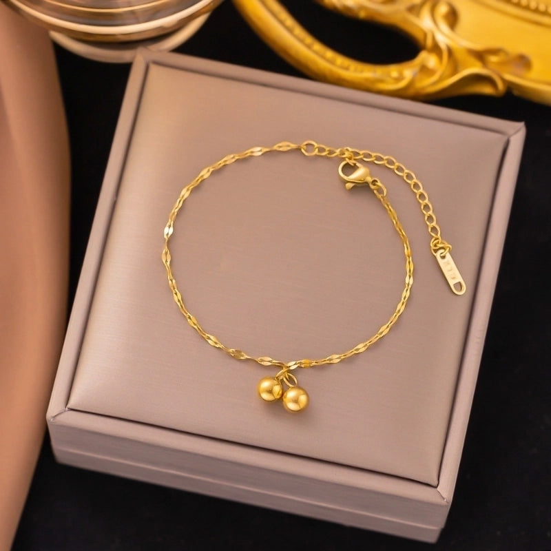 304 Stainless Steel 18K Gold Plated Minimalist Plating Bell Bracelets Anklet