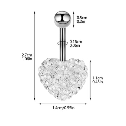 1 Piece Belly Rings Sexy Cool Style Heart Shape 316L Stainless Steel Alloy Plating Rhinestones