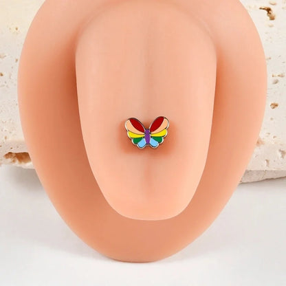 1 Piece Tongue Rings Casual Elegant Vacation Leaf Water Droplets Butterfly 304 Stainless Steel Plating Zircon 18K Gold Plated Tongue Rings