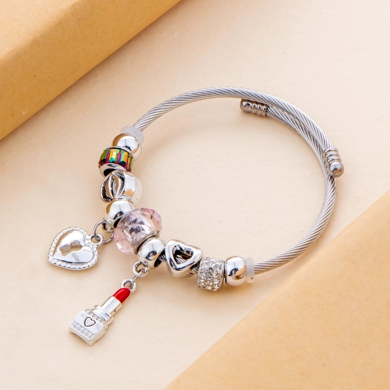 Casual Lady Lipstick Heart Shape Stainless Steel Bangle In Bulk