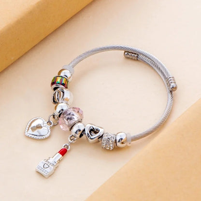 Casual Lady Lipstick Heart Shape Stainless Steel Bangle In Bulk