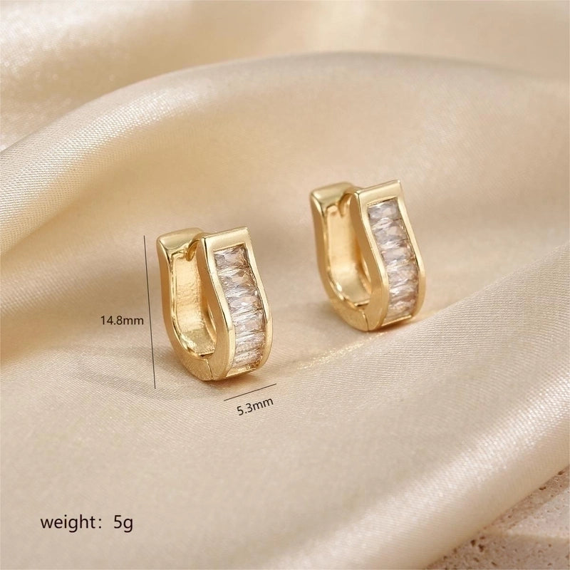 1 Pair Minimalist Streetwear Circle Plating Inlay Copper Zircon 18k Gold Plated Earrings