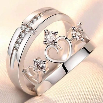 Fashion Heart Shape Crown Copper Plating Rhinestones Rings