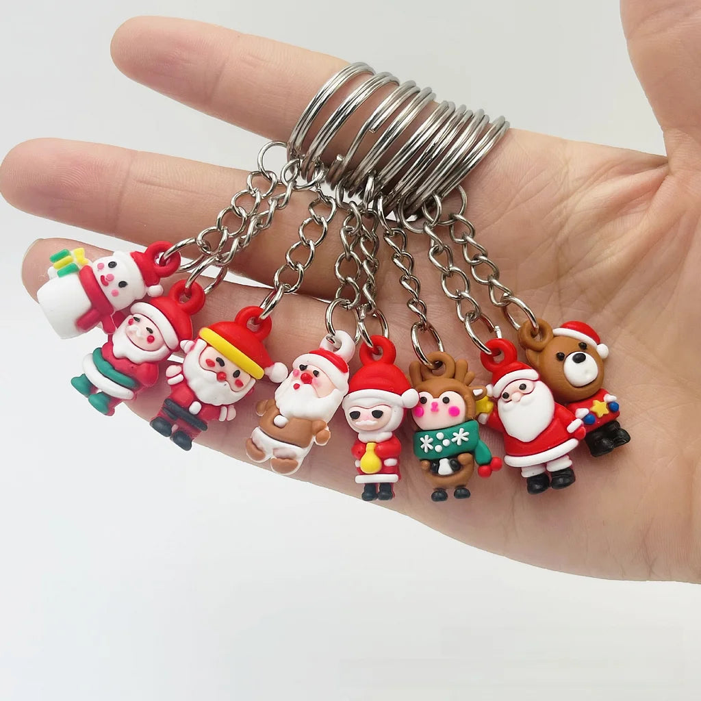 Cute Santa Claus Snowman PVC Christmas Unisex Bag Pendant Keychain