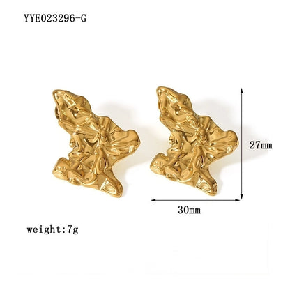 1 Pair Minimalist Irregular Plating Hollow Out Inlay 304 Stainless Steel Pearl 18K Gold Plated Ear Studs