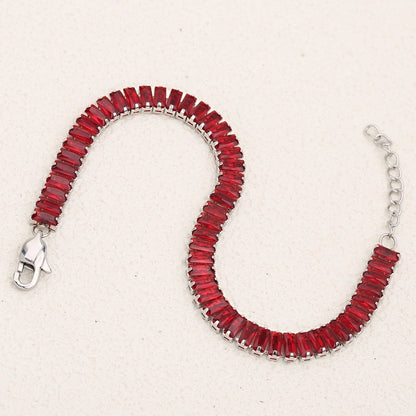 Classic Style Shiny Rectangle 304 Stainless Steel Crystal Zirconium 18K Gold Plated Crystal Zirconium Bracelets In Bulk