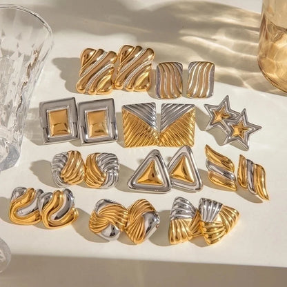 1 Pair Elegant Minimalist Classic Style Geometric Mixed Color Plating 304 Stainless Steel Ear Studs