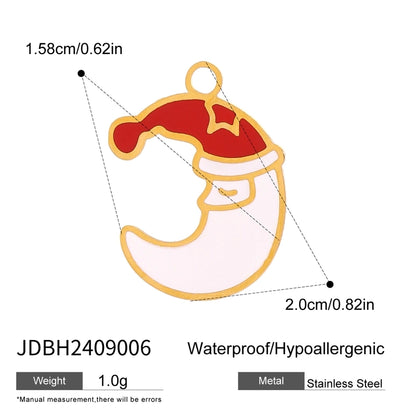 3 PCS/Package 304 Stainless Steel 18K Gold Plated Santa Claus Christmas Socks Snowman Pendant Jewelry Accessories