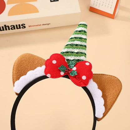 6 Pieces Christmas Reindeer Antler Headband Tieable Christmas Tree Headband Festive Atmosphere Decoration Cute Headband