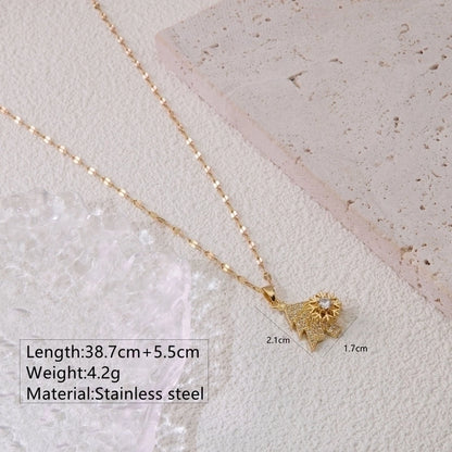 Casual Christmas Streetwear Round Christmas Tree Snowflake 304 Stainless Steel Pendant Necklace