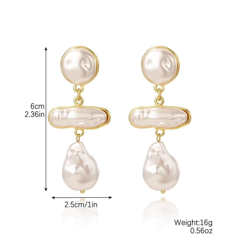1 Pair Minimalist Geometric Inlay Imitation Pearl Rhinestones Drop Earrings