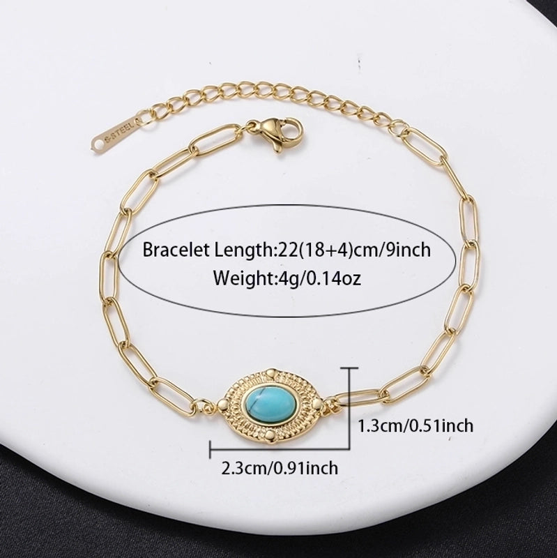 Minimalist Sun 304 Stainless Steel 18K Gold Plated Natural Stone Bracelets In Bulk