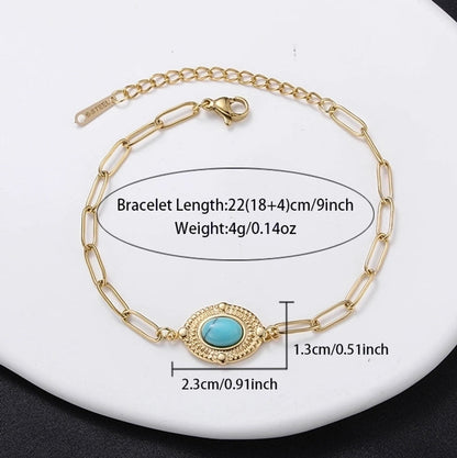 Minimalist Sun 304 Stainless Steel 18K Gold Plated Natural Stone Bracelets In Bulk