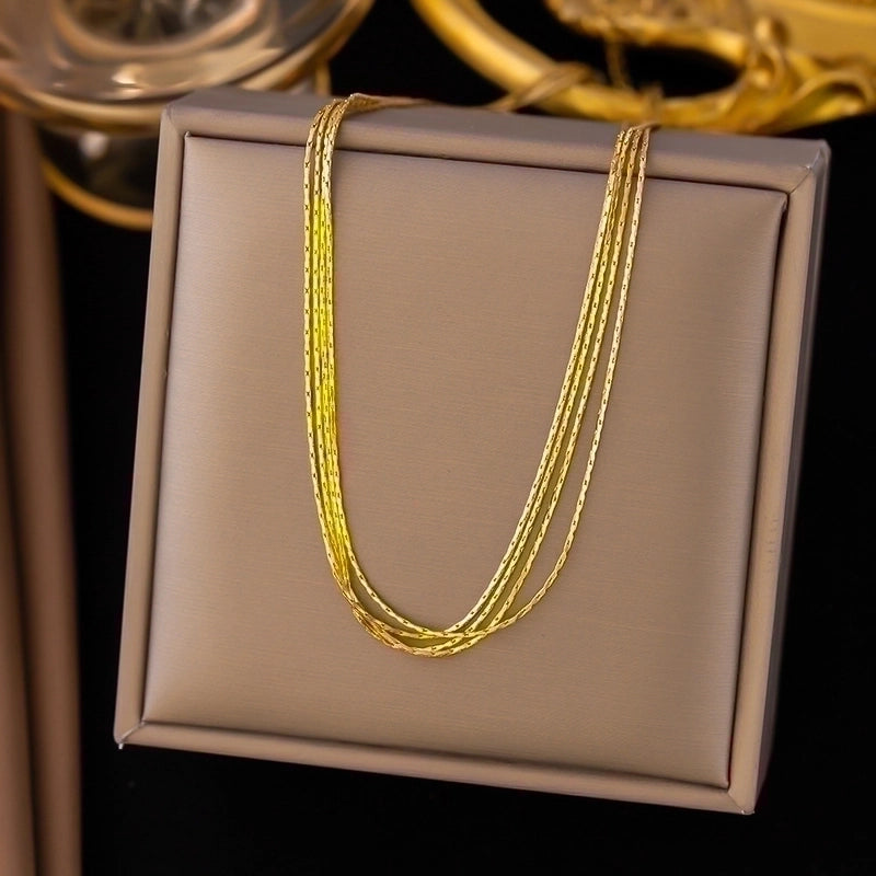 304 Stainless Steel 18K Gold Plated Minimalist Plating Inlay U Shape Heart Shape Acrylic Artificial Rhinestones Plastic Pendant Necklace