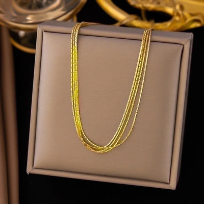 304 Stainless Steel 18K Gold Plated Minimalist Plating Inlay U Shape Heart Shape Acrylic Artificial Rhinestones Plastic Pendant Necklace