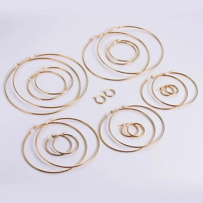 1 Pair Exaggerated Round Plating 304 Stainless Steel 18K Gold Plated Hoop Earrings