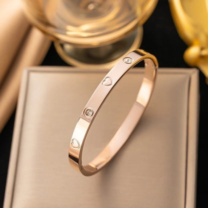 Elegant Letter Heart Shape Flower Titanium Steel Bangle