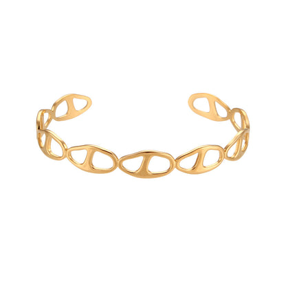 Fashion Ellipse Stainless Steel 18K Gold Plated Bangles