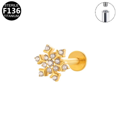 1 Piece Lip Rings Minimalist Snowflake Pure Titanium Plating Inlay Zircon White Gold Plated Silver Plated Lip Rings Ear Cartilage Rings & Studs