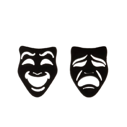 1 Pair Halloween Fashion Smile Face Star Skull Plating Hollow Out Stainless Steel Ear Studs