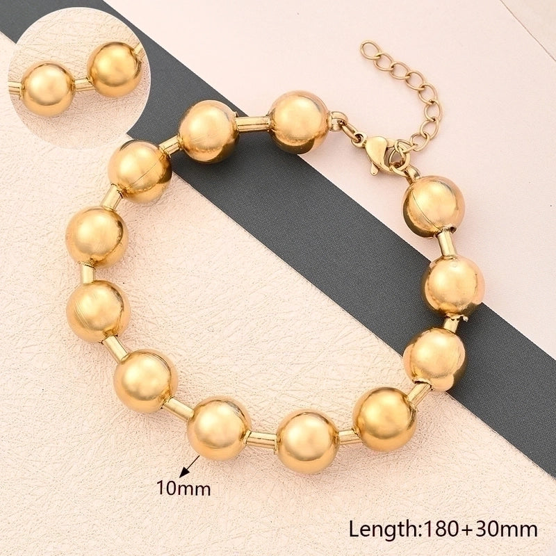 Casual Minimalist Round Oval Solid Color 304 Stainless Steel 18K Gold Plated Bracelets In Bulk