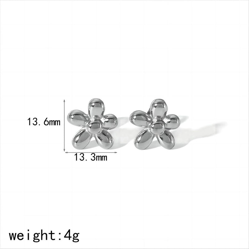 1 Pair Elegant Retro Flower Petal 304 Stainless Steel Drop Earrings