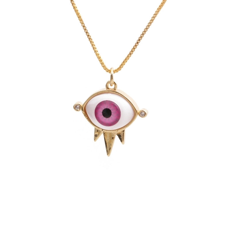 Dripping Evil Eye Copper Zircon Pendant Necklace