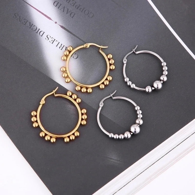 1 Pair INS Style Round Square Plating 201 Stainless Steel 18K Gold Plated Stainless Steel Earrings