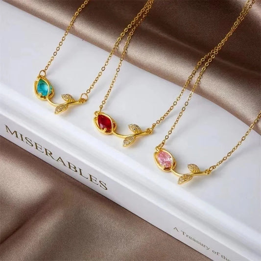 Fashion Best-Seller Tulip Flower Necklace For Women Special-Interest Design High-Grade Titanium Steel Ladies Clavicle Chain
