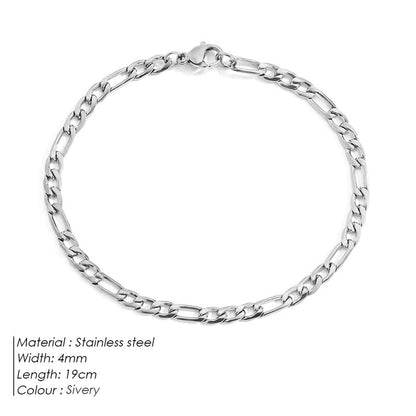 Hip-Hop Geometric 304 Stainless Steel Figaro Chain Bracelets In Bulk