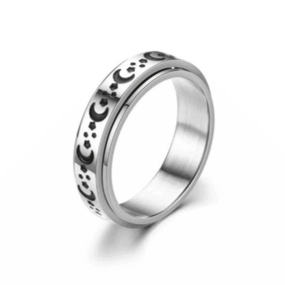 Sources Xingyue Couple Ring Double-layer Rotating Dynamic Decompression Anti-anxiety Pressure Titanium Steel Ring