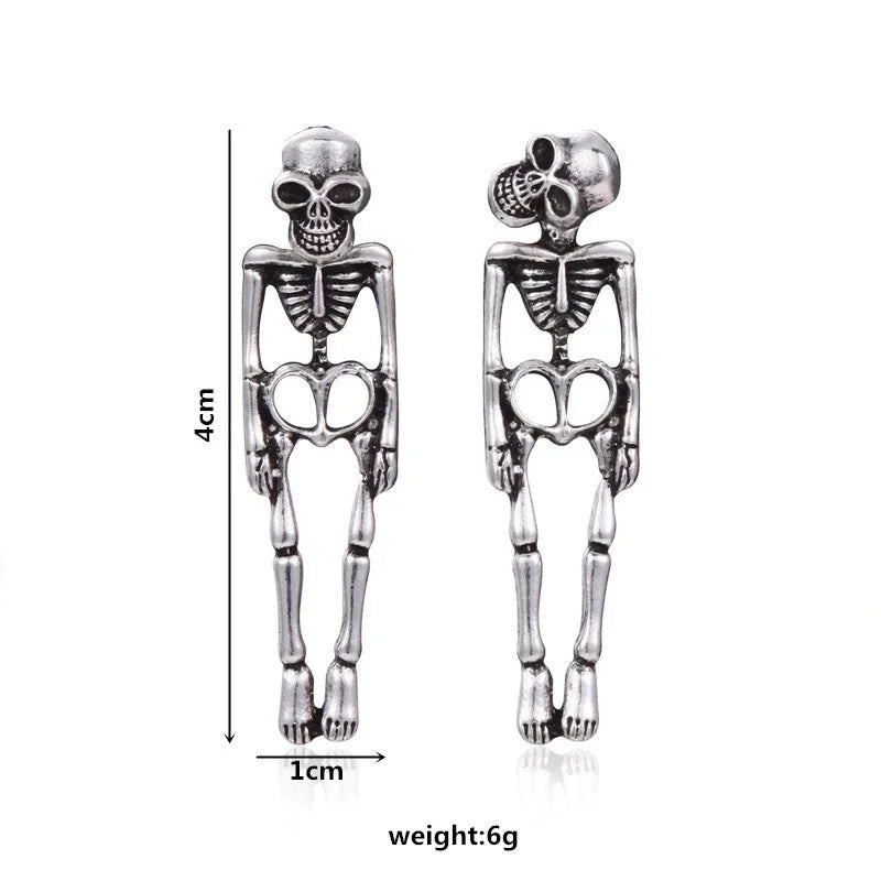 1 Pair Classical Vintage Style Funny Halloween Pattern Bat Skull Arylic Alloy Copper Drop Earrings