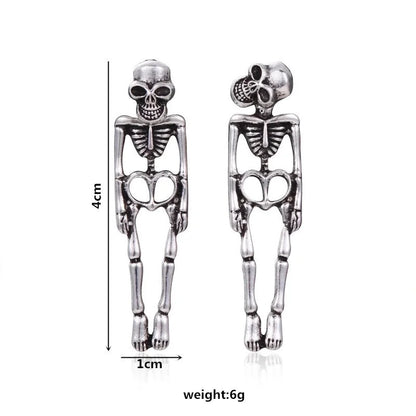 1 Pair Classical Vintage Style Funny Halloween Pattern Bat Skull Arylic Alloy Copper Drop Earrings