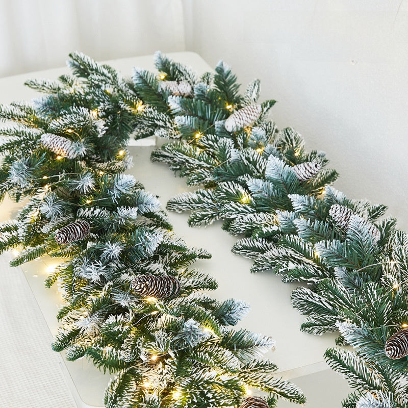 Christmas Pe Encrypted White Flocked Ribbon Decoration Christmas Vine Hotel Mall Window Storefront Scene Arrangement Hanging