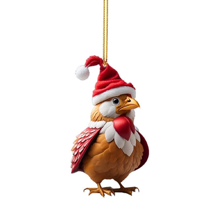 Christmas Creative Animal Chicken Rooster Series Pendant Christmas Tree Pendant Acrylic Hang Decorations