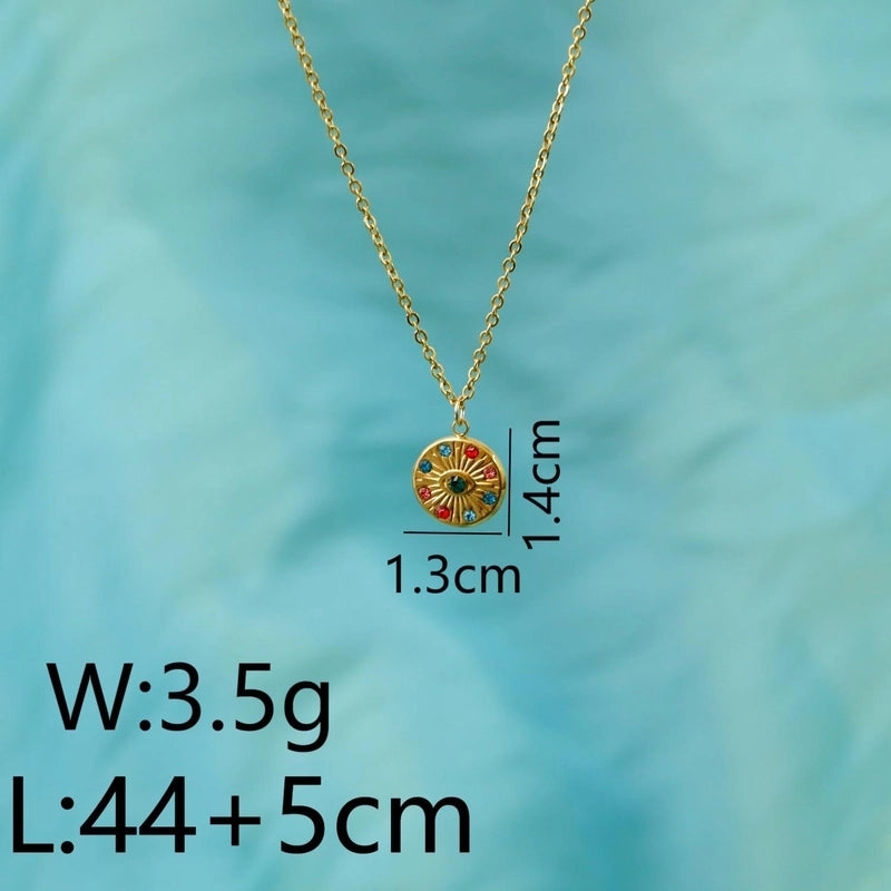 Hip-Hop Classic Style Cross Devil's Eye Star 304 Stainless Steel Zircon 18K Gold Plated Pendant Necklace