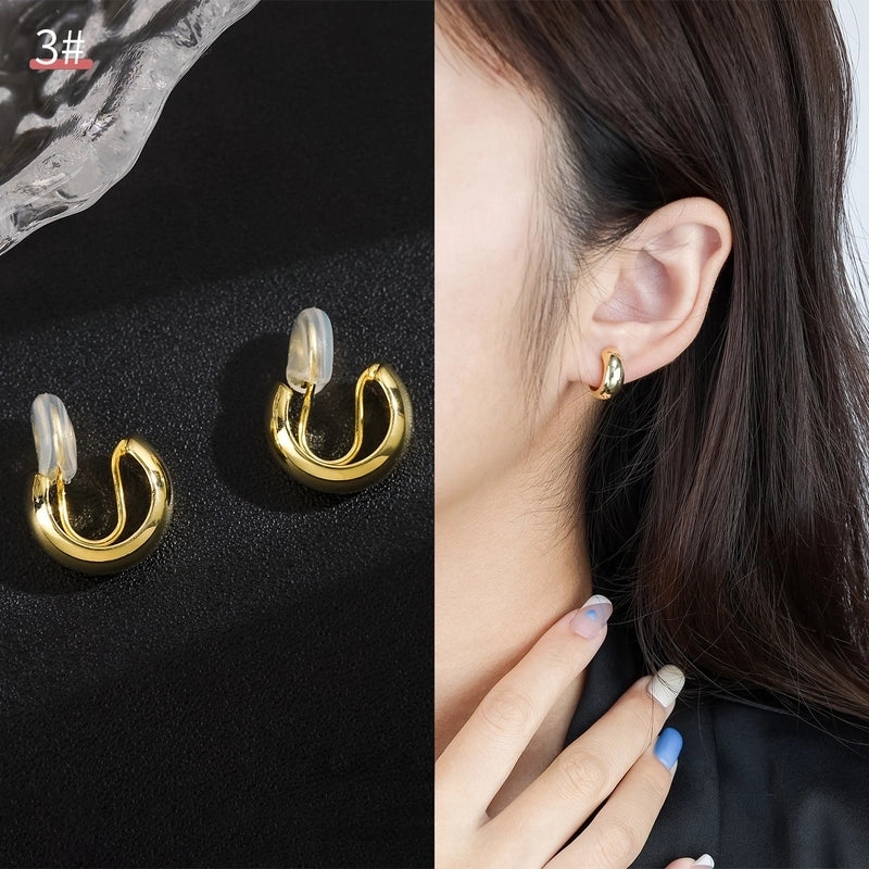 Mosquito Incense Plate Ear Clip Women's Ear Holes Exquisite Pearl Earrings Advanced Hong Kong Style Retro Niche Light Luxury Earrings